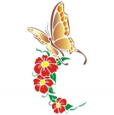 Трафарет Бабочка на цветочке 1