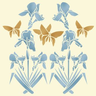 Трафарет Ирисовый орнамент с бабочками