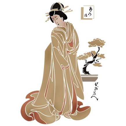 Трафарет Japanese art укиё-э (Chikanobu вариация на тему )2